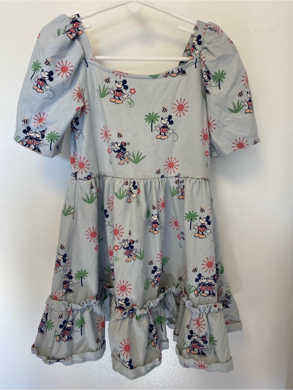 Janie and Jack x Disney Mickey & Minnie Light Blue Puff-Sleeve Dress Girls’ 5T